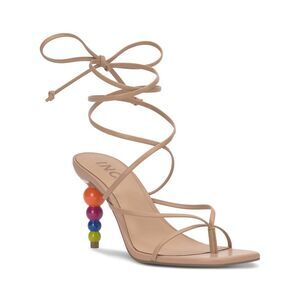 INC Womens Beige Wrapping Ankle Tie Lellina Toe Heeled Gladiator Sandal 7 M